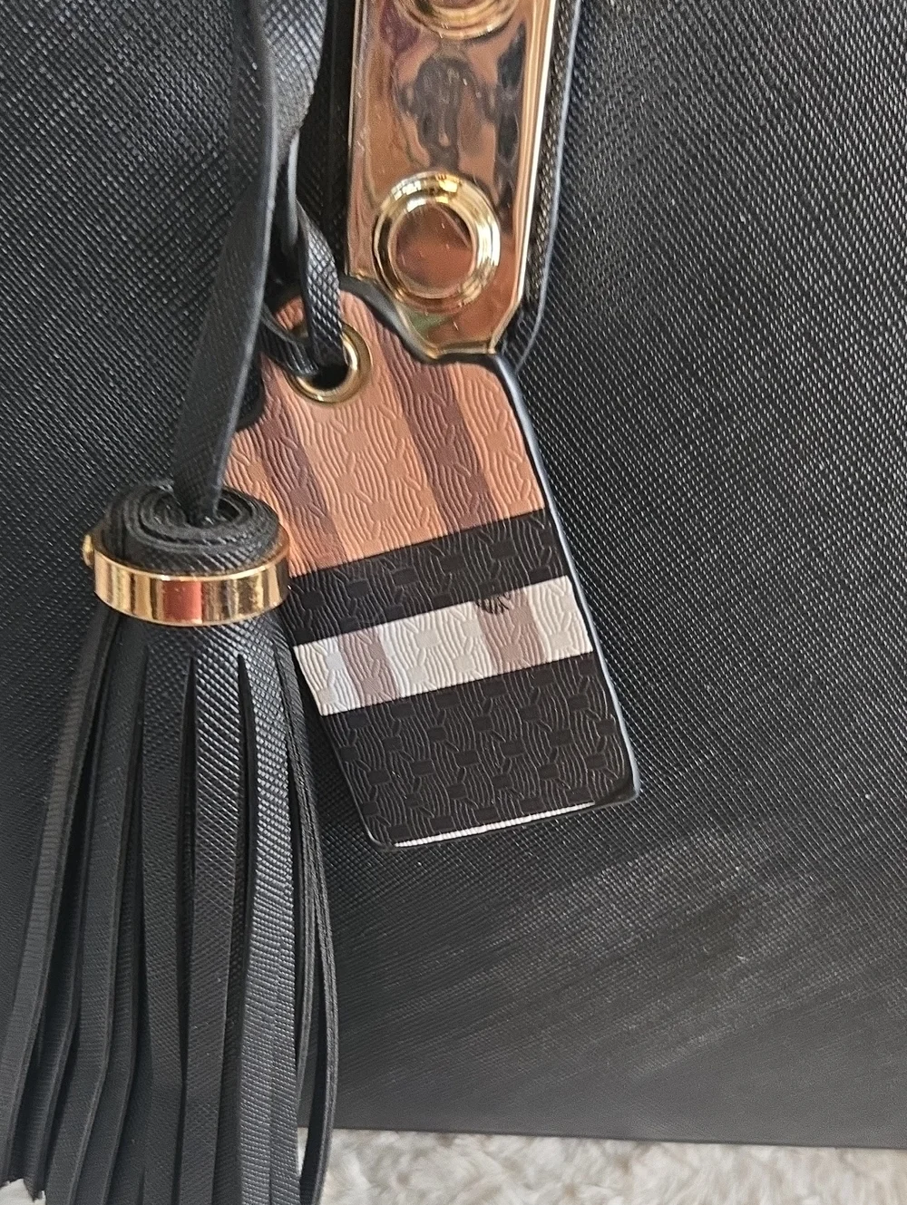 Black  Tote Handbag with Gold Hardware